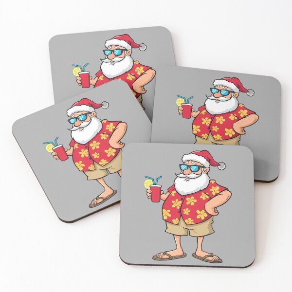 Item preview, Vacation Santa Claus Cartoon – Funny Tropical Santa with Drink Illustration designed and sold by PixelVibe782.