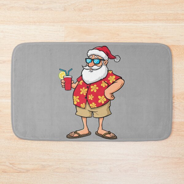 Item preview, Vacation Santa Claus Cartoon – Funny Tropical Santa with Drink Illustration designed and sold by PixelVibe782.