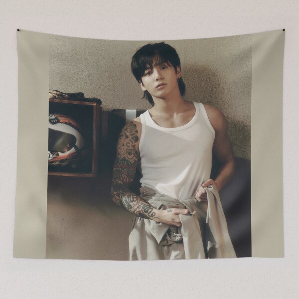 Item preview, Jungkook with tattoos and white tank top, JK BTS aura designed and sold by loveiscosmic.