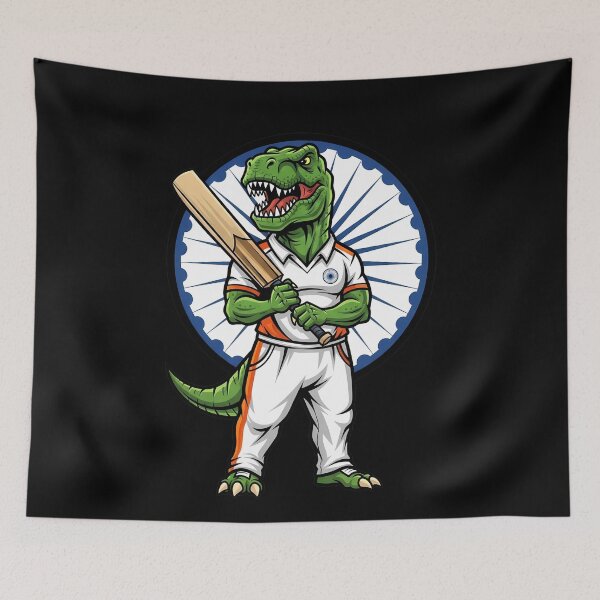 Item preview, Indian T-Rex Cricket Player Dinosaur designed and sold by k3rstman1.