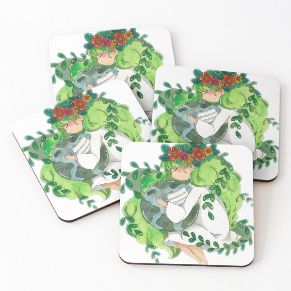 Item preview, Let's take care of the planet, little girl with green hair and a flower crown designed and sold by loveiscosmic.