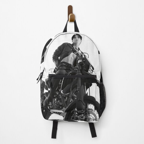 Item preview, Jungkook on a black and white motorcycle BTS JK designed and sold by loveiscosmic.