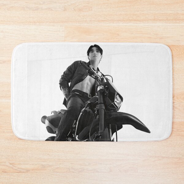Item preview, Jungkook on a black and white motorcycle BTS JK designed and sold by loveiscosmic.