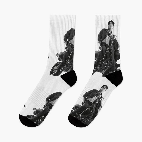 Item preview, Jungkook on a black and white motorcycle BTS JK designed and sold by loveiscosmic.