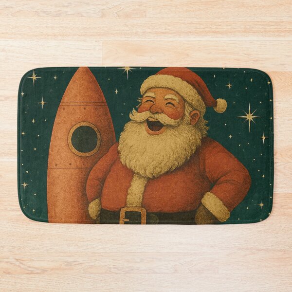 Item preview, Funny Santa Claus with rocket, retro illustration designed and sold by Mauswohn.