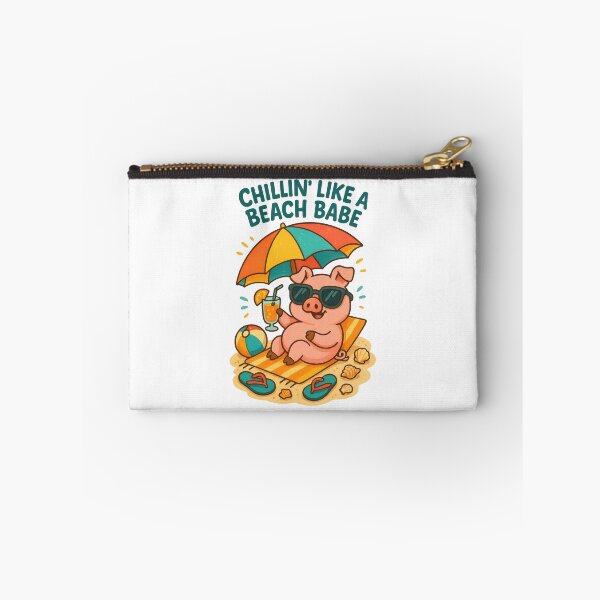 Item preview, Chillin' Like a Beach Babe – Cute Summer Pig Illustration with Umbrella and Drink designed and sold by inkoutninja.
