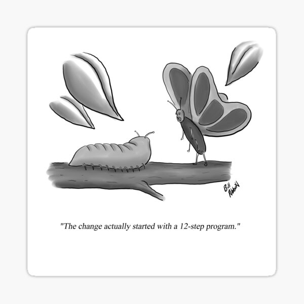 Item preview, Funny Caterpillar to Butterfly Change Cartoon Humor designed and sold by Bill Abbott.