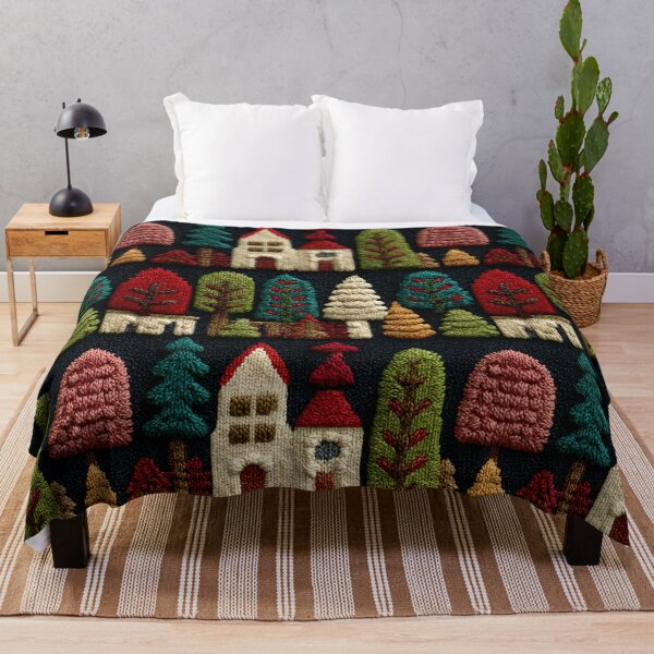 Item preview, Houses & Trees Vintage Knitted Style Pattern designed and sold by SecretDicer.