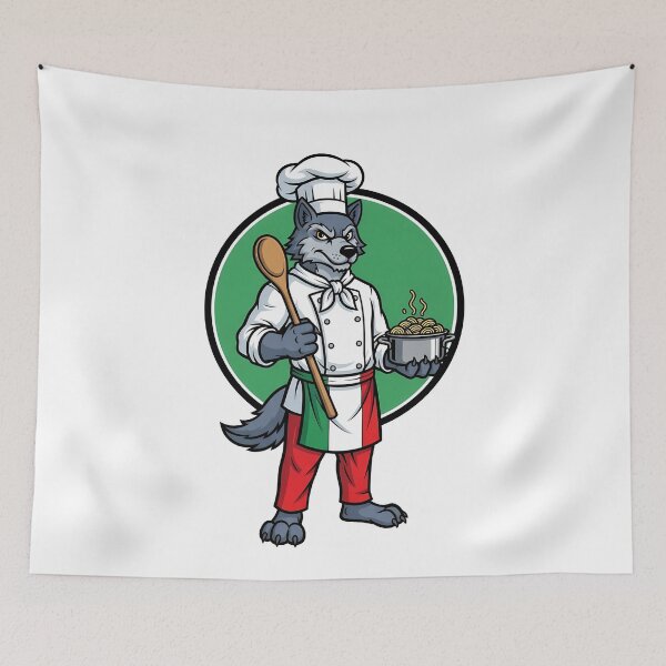 Item preview, Italian Chef Wolf Pasta Mascot designed and sold by k3rstman1.