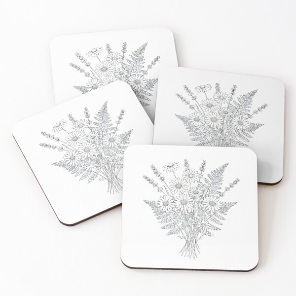 Item preview, Wildflower Line Art Botanical Bouquet designed and sold by ShadowArt-Sahil.