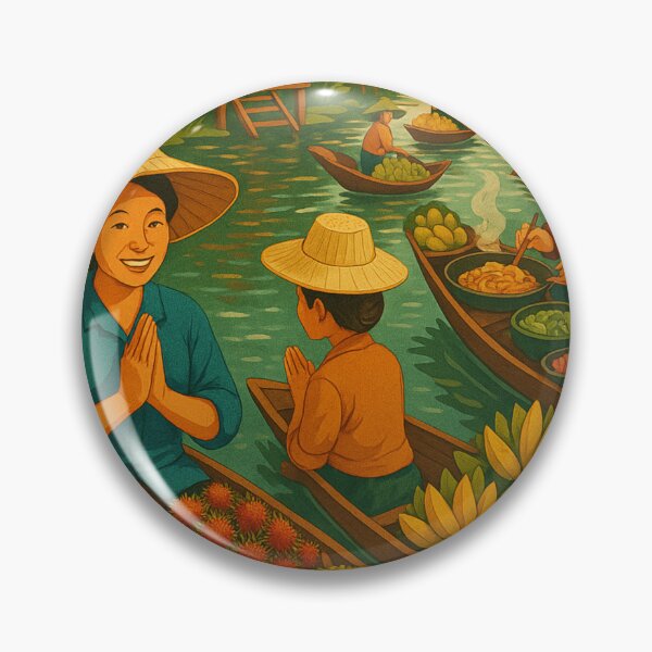 Item preview, Vibrant Thai Floating Market – Traditional Siamese Canal Life Vintage Art designed and sold by weerayar.