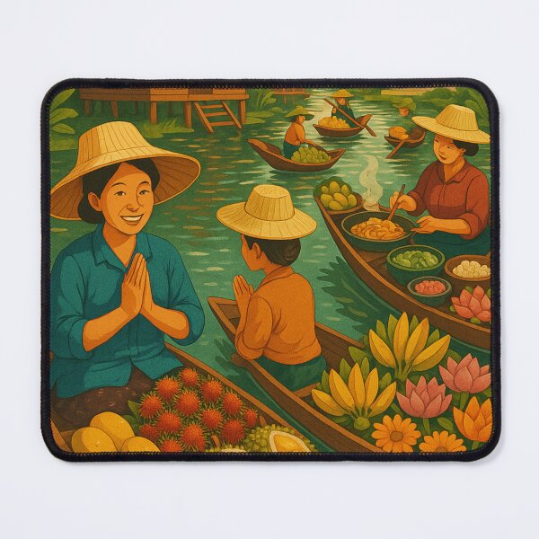 Item preview, Vibrant Thai Floating Market – Traditional Siamese Canal Life Vintage Art designed and sold by weerayar.