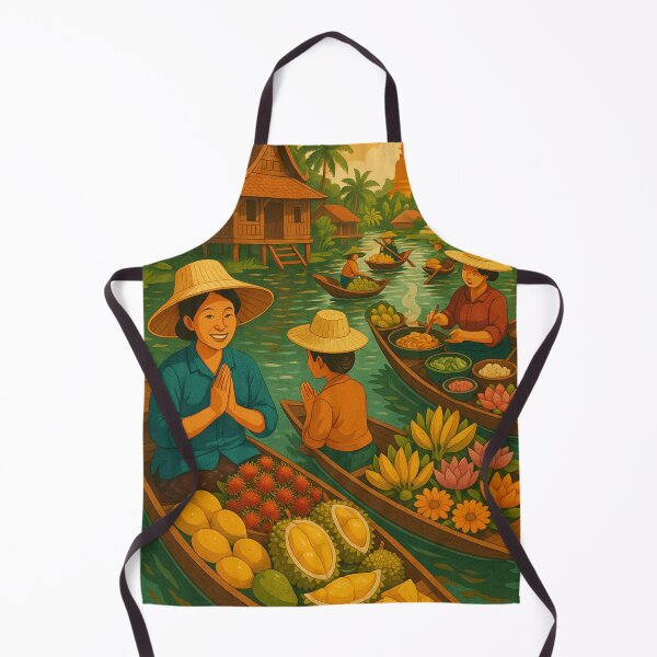 Item preview, Vibrant Thai Floating Market – Traditional Siamese Canal Life Vintage Art designed and sold by weerayar.