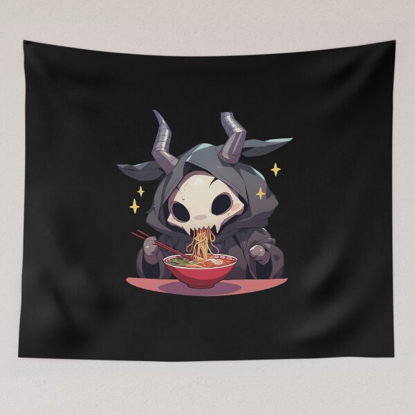Item preview, Elias Ainsworth The Ancient Magus Bride Chibi Skeleton Eating Kawaii Ramen Anime designed and sold by Raslbazola.