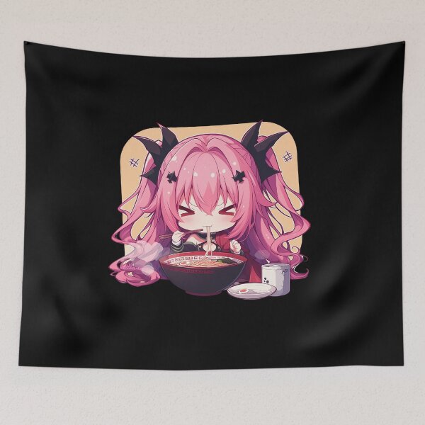 Item preview, Krul Tepes Seraph of the End Chibi Vampire Girl Enjoying Kawaii Ramen Anime designed and sold by Raslbazola.