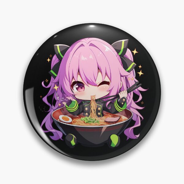 Item preview, Hiiragi Shinoa Seraph of the End Chibi Girl Slurping Kawaii Ramen Anime designed and sold by Raslbazola.
