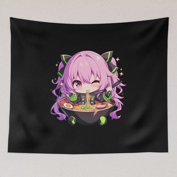 Item preview, Hiiragi Shinoa Seraph of the End Chibi Girl Slurping Kawaii Ramen Anime designed and sold by Raslbazola.