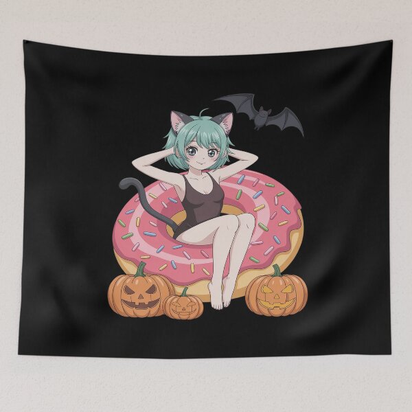 Item preview, Anime Halloween Black Cat Anime Girl Donut Cosplay designed and sold by petrichorsworld.