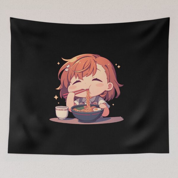 Item preview, Misaka Mikoto A Certain Scientific Railgun Chibi Girl Eating Kawaii Ramen Anime designed and sold by Raslbazola.