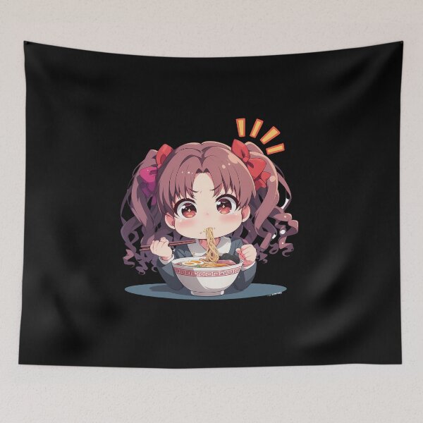 Item preview, Shirai Kuroko A Certain Scientific Railgun Chibi Girl Enjoying Kawaii Ramen Anime designed and sold by Raslbazola.