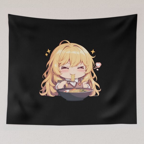 Item preview, Shokuhou Misaki Kawaii Chibi Anime Girl Eating Ramen from A Certain Scientific Railgun designed and sold by Raslbazola.