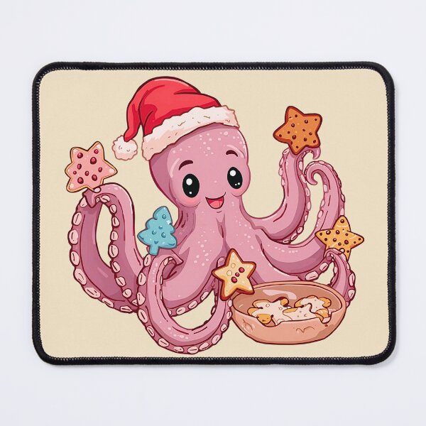Item preview, Baking Christmas Cookies with a Cute Pink Octopus designed and sold by Ivy-Triggs.