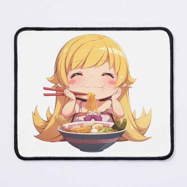 Item preview, Shinobu Oshino Cute Chibi Anime Girl Eating Ramen from Bakemonogatari designed and sold by Raslbazola.