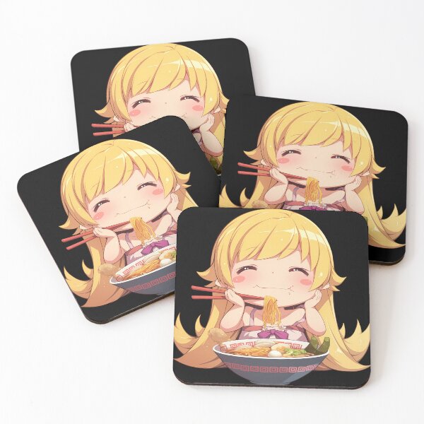 Item preview, Shinobu Oshino Cute Chibi Anime Girl Eating Ramen from Bakemonogatari designed and sold by Raslbazola.