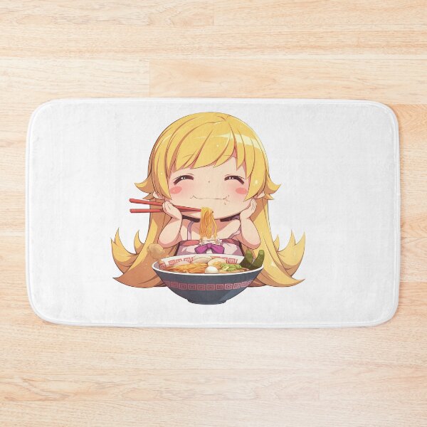 Item preview, Shinobu Oshino Cute Chibi Anime Girl Eating Ramen from Bakemonogatari designed and sold by Raslbazola.