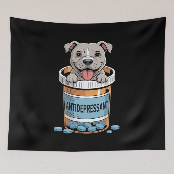 Item preview, Antidepressant Pitbull Funny Pitties Dog Lover Owner designed and sold by petrichorsworld.