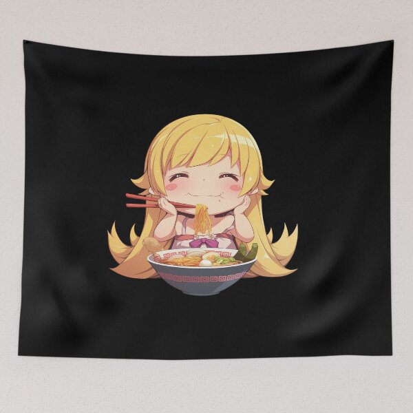 Item preview, Shinobu Oshino Cute Chibi Anime Girl Eating Ramen from Bakemonogatari designed and sold by Raslbazola.