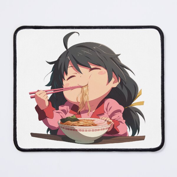 Item preview, Tsubasa Hanekawa Chibi Anime Girl Adorably Eating Ramen from Bakemonogatari designed and sold by Raslbazola.