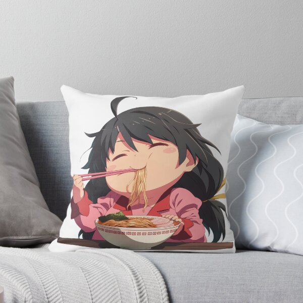 Item preview, Tsubasa Hanekawa Chibi Anime Girl Adorably Eating Ramen from Bakemonogatari designed and sold by Raslbazola.