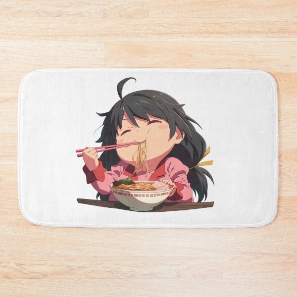 Item preview, Tsubasa Hanekawa Chibi Anime Girl Adorably Eating Ramen from Bakemonogatari designed and sold by Raslbazola.