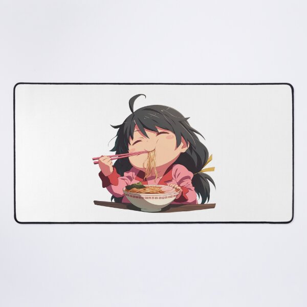 Item preview, Tsubasa Hanekawa Chibi Anime Girl Adorably Eating Ramen from Bakemonogatari designed and sold by Raslbazola.