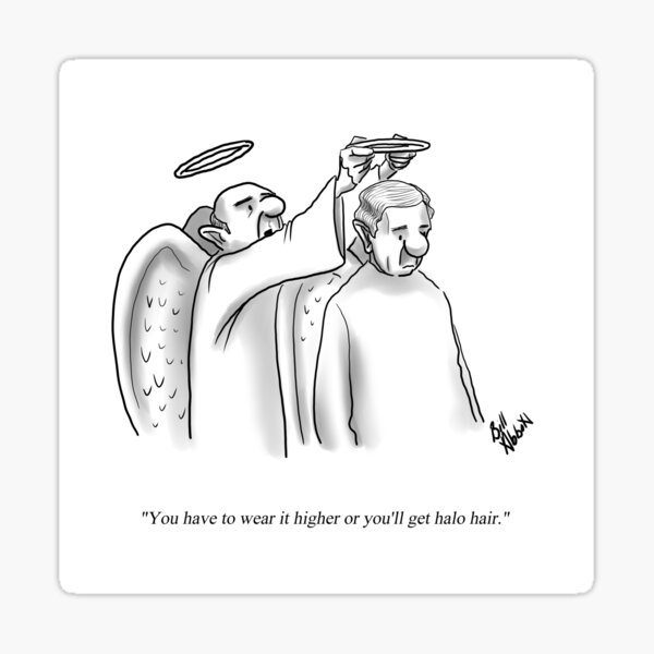 Item preview, Funny Angel Halo Hat Hair Fashion Cartoon Humor designed and sold by Bill Abbott.