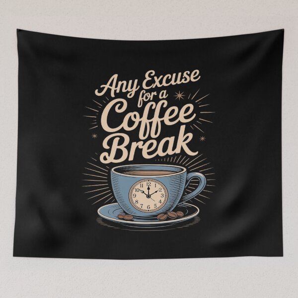 Item preview, Any Excuse Coffee Break Clock Office designed and sold by petrichorsworld.