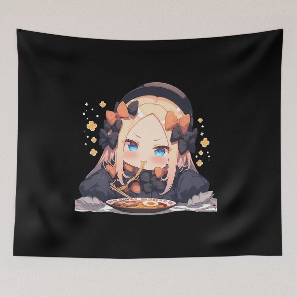 Item preview, Foreigner Abigail Williams Chibi Gothic Anime Girl Eating Ramen from Fate Grand Order designed and sold by Raslbazola.