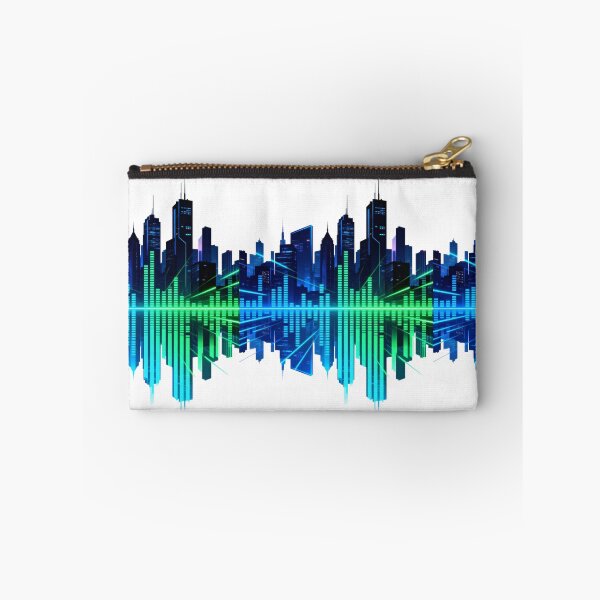 Item preview, EQ Skyline: Futuristic City Silhouette in Blue-Green designed and sold by artumbre.