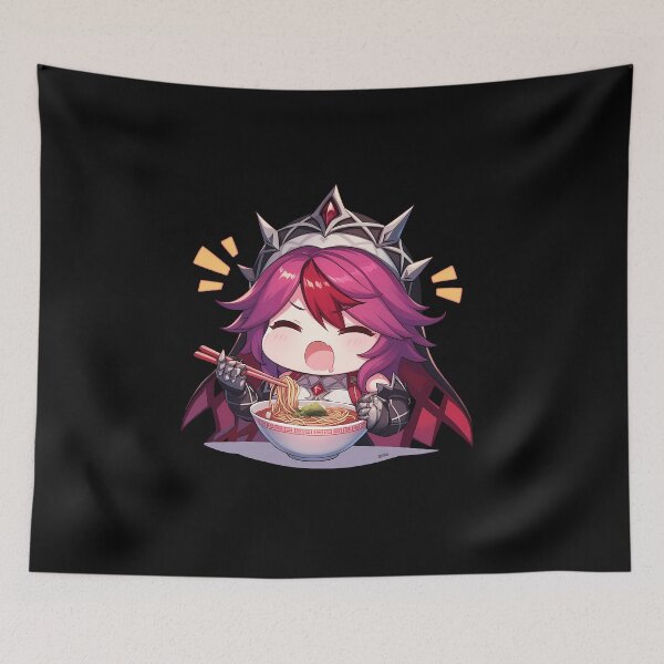 Item preview, Juego Rosaria Genshin Impact Chica chibi disfrutando de ramen picante Anime designed and sold by Raslbazola.
