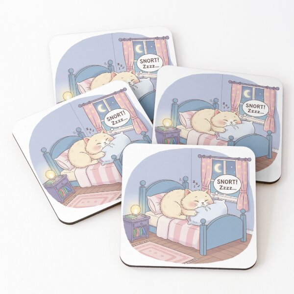 Item preview, Cute Sleeping Cat Snoring Illustration designed and sold by DroolWorthyUS.