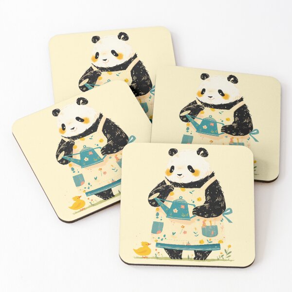 Item preview, Panda watering plants designed and sold by WoollenLlama.