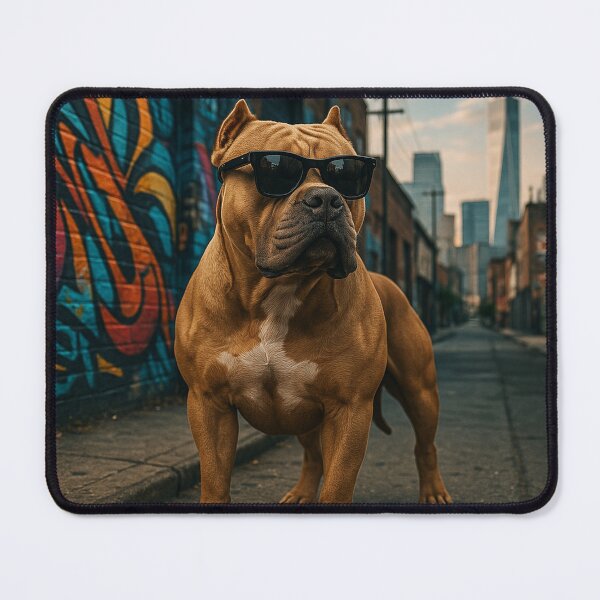 Item preview, Urban XL Bully with Sunglasses – Cool Street Dog Art Print designed and sold by Mdlezieyes.