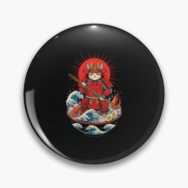 Item preview, Cat Defending Ramen Noodles Funny Ukiyo-E Sea Monster Battle designed and sold by cawtoon.