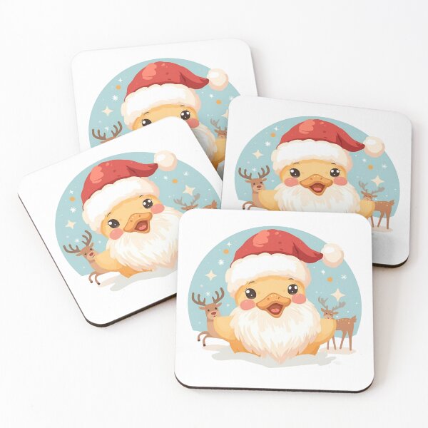 Item preview, Cute Santa Duck With Reindeer: Christmas Cheer For Holiday Cards And Kids' Illustrations designed and sold by KanDa-Shop.