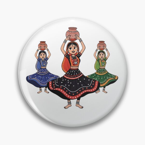 Item preview, Traditional Garba Dancers Illustration in Colorful Attire designed and sold by DroolWorthyUS.