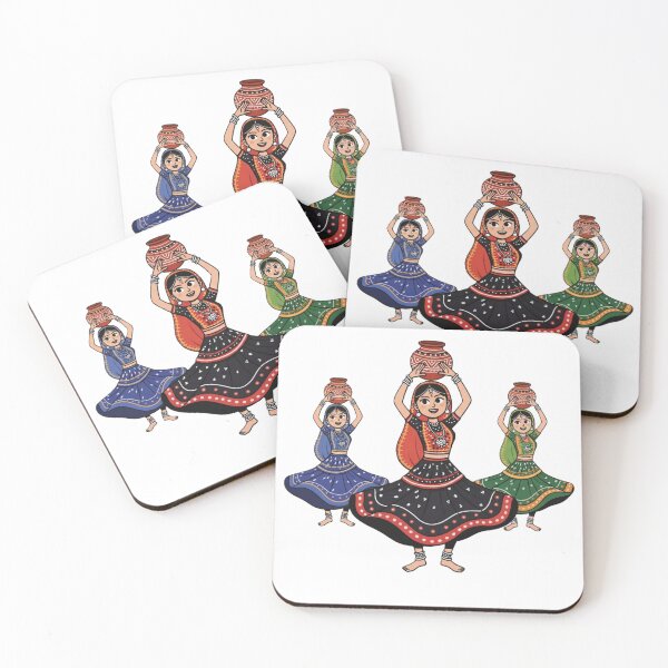 Item preview, Traditional Garba Dancers Illustration in Colorful Attire designed and sold by DroolWorthyUS.
