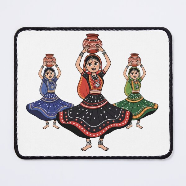 Item preview, Traditional Garba Dancers Illustration in Colorful Attire designed and sold by DroolWorthyUS.