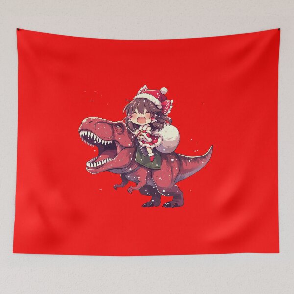 Item preview, Reimu Hakurei Touhou Anime Girl Christmas Santa Dinosaur Celebration designed and sold by HumbertoValveno.
