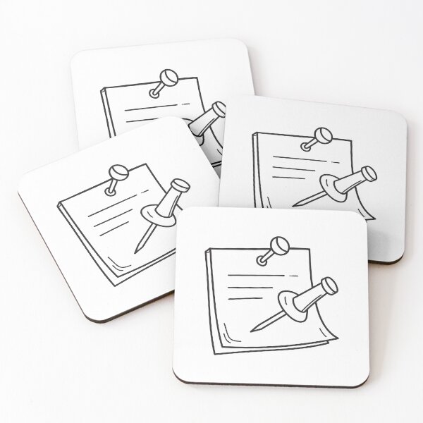 Item preview, A thumbtack pinned into a corkboard beside a sticky note designed and sold by rasagamastore.